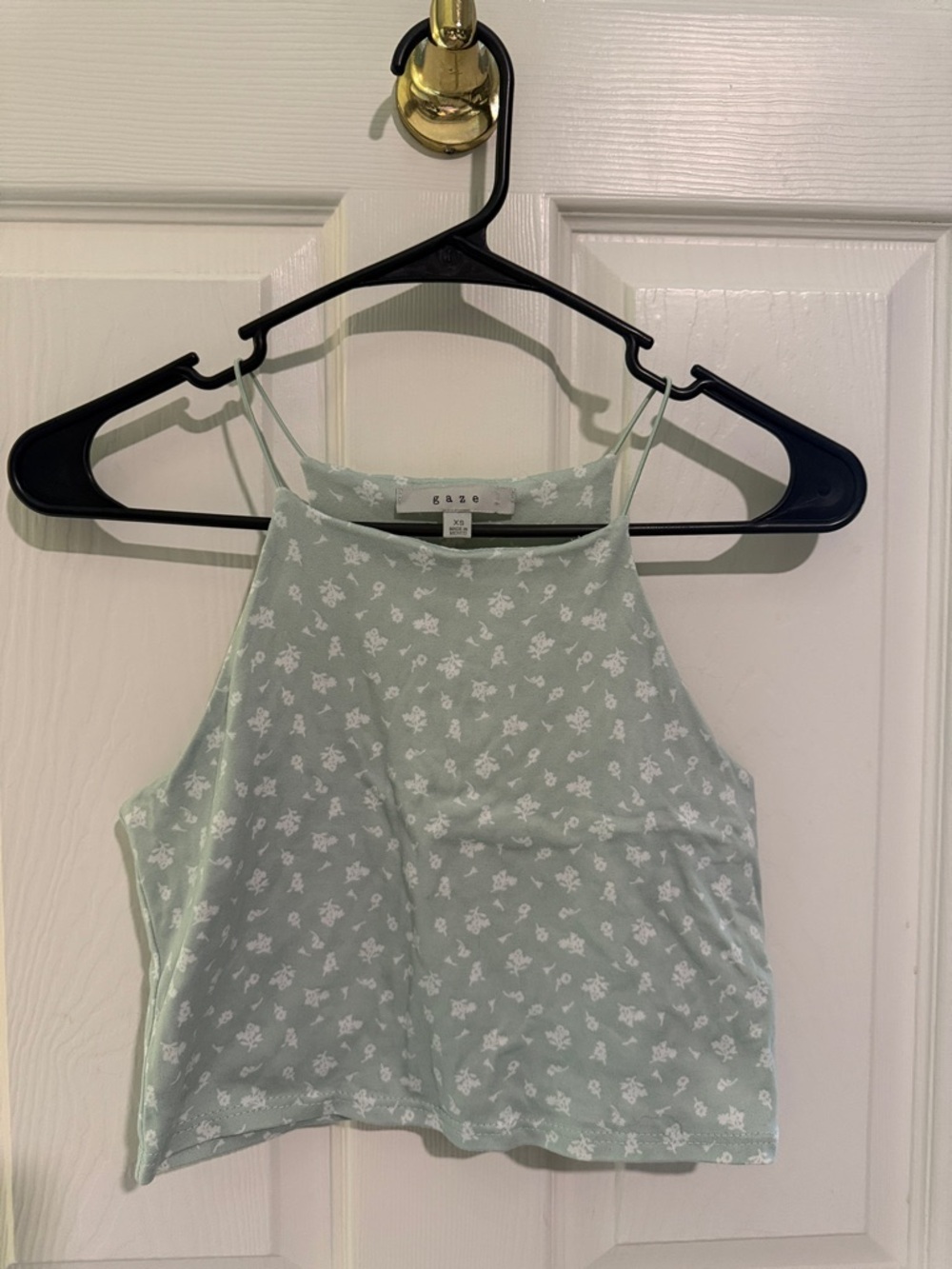 gaze Sage Green Floral Halter Crop Camisole